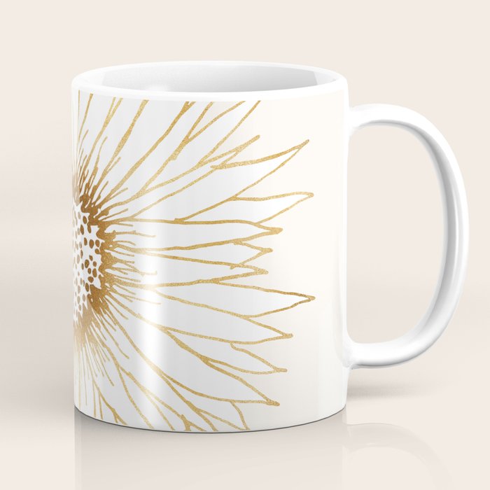 Gold Sunflower Drawing Coffee Mug Gallery Image 1