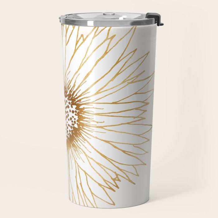 Gold Sunflower Drawing Travel Mug Gallery Image 2