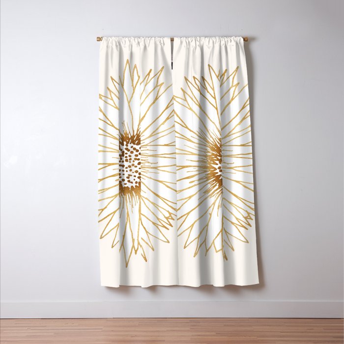 Gold Sunflower Drawing Window Curtain Gallery Image 3