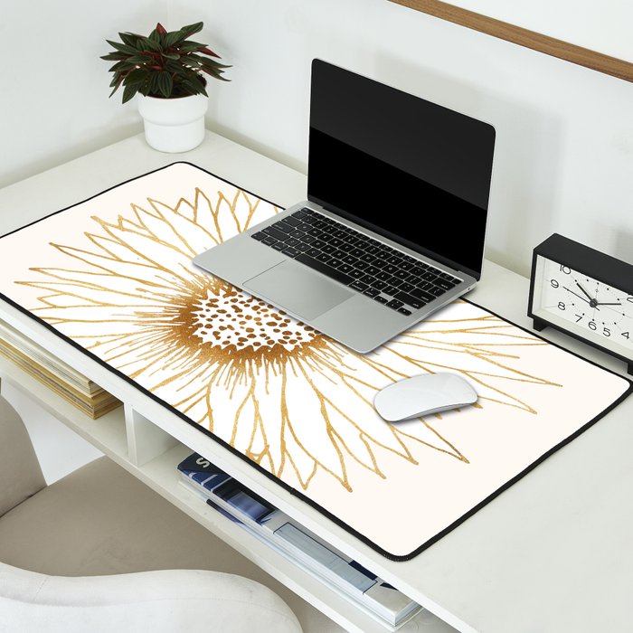 Gold Sunflower Drawing Desk Mat Gallery Image 2