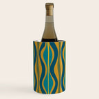 Hourglass Abstract Mid Century Modern Pattern in Moroccan Blue, Green, Teal, and Mustard Wine Chiller Gallery Image 1