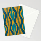 Hourglass Abstract Mid Century Modern Pattern in Moroccan Blue, Green, Teal, and Mustard Stationery Card Gallery Image 2