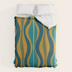 Hourglass Abstract Mid Century Modern Pattern in Moroccan Blue, Green, Teal, and Mustard Duvet Cover Gallery Image 6