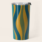 Hourglass Abstract Mid Century Modern Pattern in Moroccan Blue, Green, Teal, and Mustard Travel Mug Gallery Image 2
