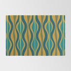 Hourglass Abstract Mid Century Modern Pattern in Moroccan Blue, Green, Teal, and Mustard Rug Gallery Image 2