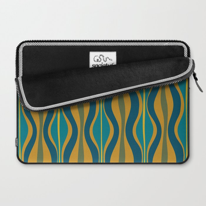 Hourglass Abstract Mid Century Modern Pattern in Moroccan Blue, Green, Teal, and Mustard Laptop Sleeve Gallery Image 2
