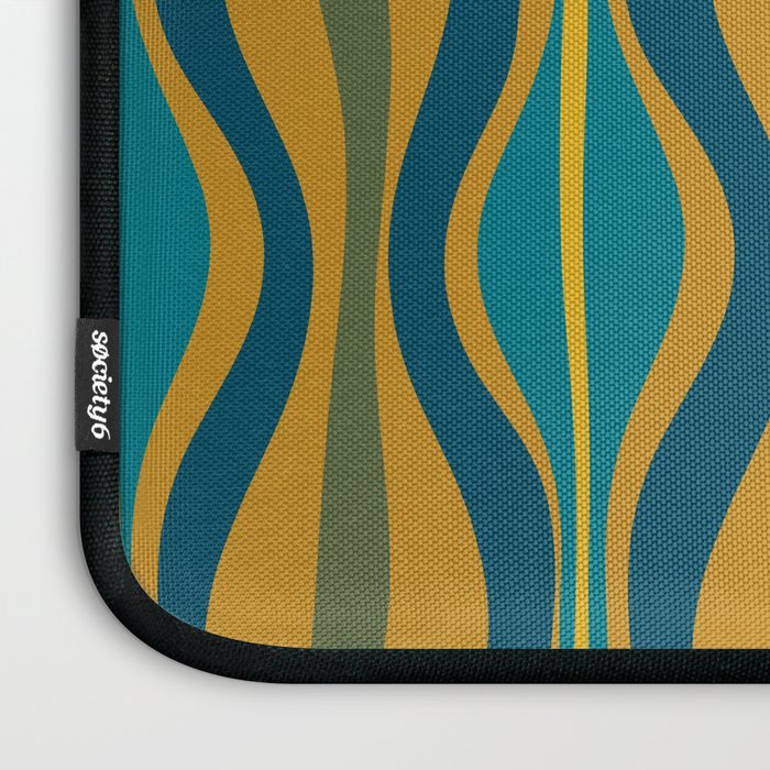 Hourglass Abstract Mid Century Modern Pattern in Moroccan Blue, Green, Teal, and Mustard Laptop Sleeve Gallery Image 3