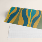 Hourglass Abstract Mid Century Modern Pattern in Moroccan Blue, Green, Teal, and Mustard Wrapping Paper Gallery Image 2