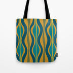 Hourglass Abstract Mid Century Modern Pattern in Moroccan Blue, Green, Teal, and Mustard Tote Bag Gallery Image 1