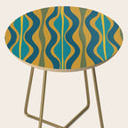 Hourglass Abstract Mid Century Modern Pattern in Moroccan Blue, Green, Teal, and Mustard Side Table Gallery Image 2