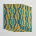 Hourglass Abstract Mid Century Modern Pattern in Moroccan Blue, Green, Teal, and Mustard Wrapping Paper Gallery Image 3