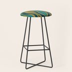 Hourglass Abstract Mid Century Modern Pattern in Moroccan Blue, Green, Teal, and Mustard Stool Gallery Image 1