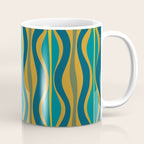 Hourglass Abstract Mid Century Modern Pattern in Moroccan Blue, Green, Teal, and Mustard Coffee Mug Gallery Image 1