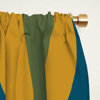 Hourglass Abstract Mid Century Modern Pattern in Moroccan Blue, Green, Teal, and Mustard Window Curtain Gallery Image 2