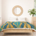 Hourglass Abstract Mid Century Modern Pattern in Moroccan Blue, Green, Teal, and Mustard Duvet Cover Gallery Image 3