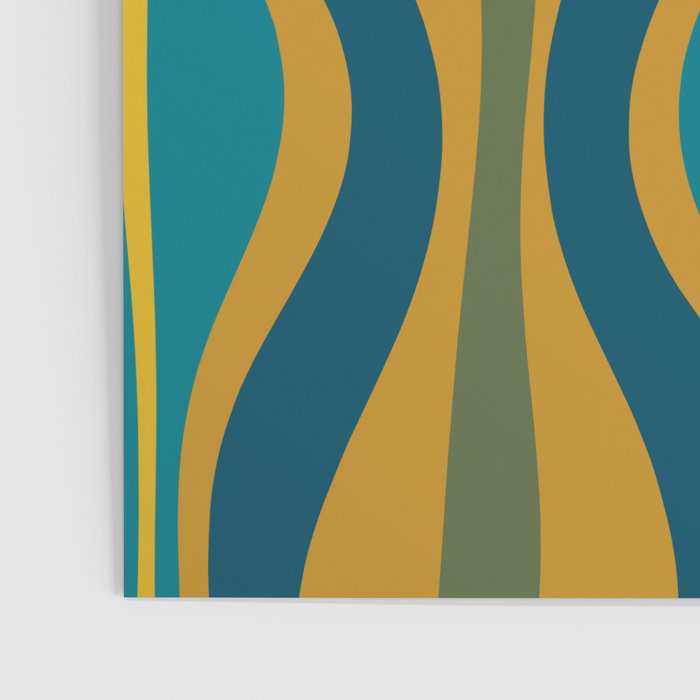 Hourglass Abstract Mid Century Modern Pattern in Moroccan Blue, Green, Teal, and Mustard Poster Gallery Image 3