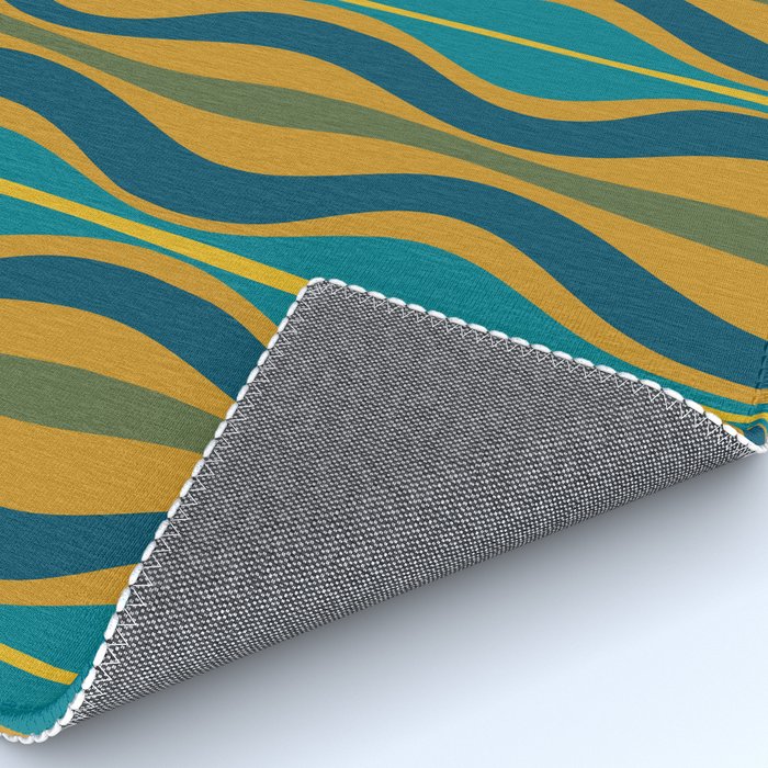 Hourglass Abstract Mid Century Modern Pattern in Moroccan Blue, Green, Teal, and Mustard Rug Gallery Image 4