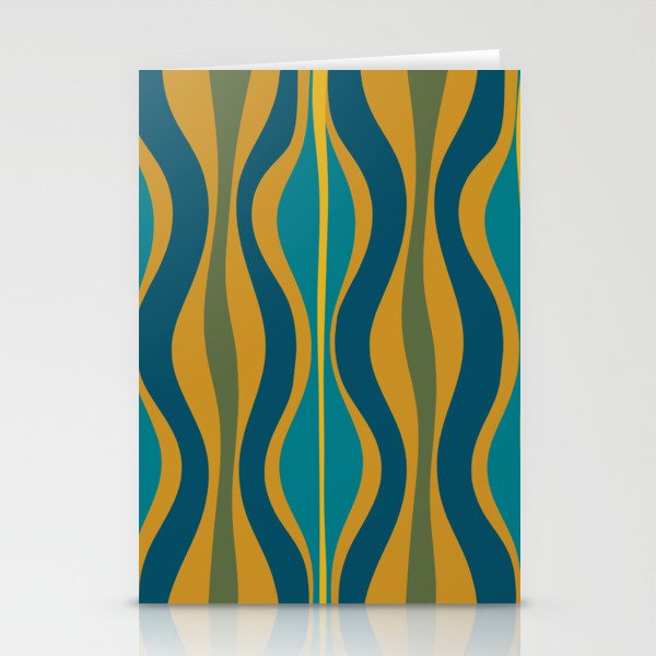 Hourglass Abstract Mid Century Modern Pattern in Moroccan Blue, Green, Teal, and Mustard Stationery Card Gallery Image 2