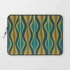 Hourglass Abstract Mid Century Modern Pattern in Moroccan Blue, Green, Teal, and Mustard Laptop Sleeve Gallery Image 1