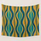 Hourglass Abstract Mid Century Modern Pattern in Moroccan Blue, Green, Teal, and Mustard Wall Tapestry Gallery Image 4