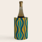 Hourglass Abstract Mid Century Modern Pattern in Moroccan Blue, Green, Teal, and Mustard Wine Chiller Gallery Image 3