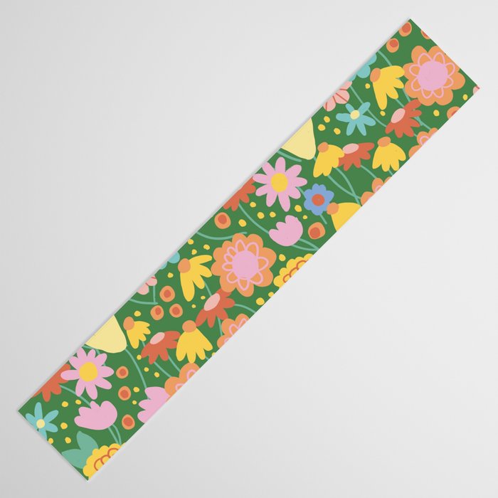 Floral pattern green Table Runner Gallery Image 3