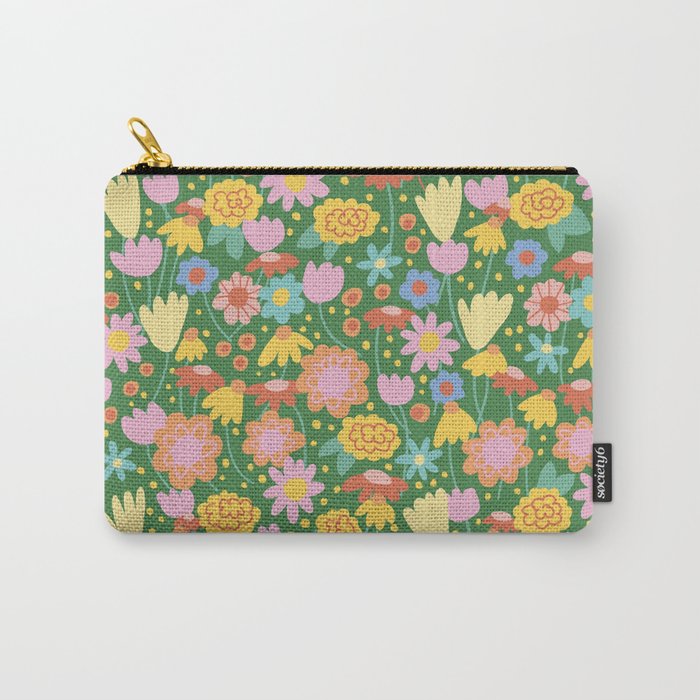 Floral pattern green Carry All Pouch Gallery Image 1