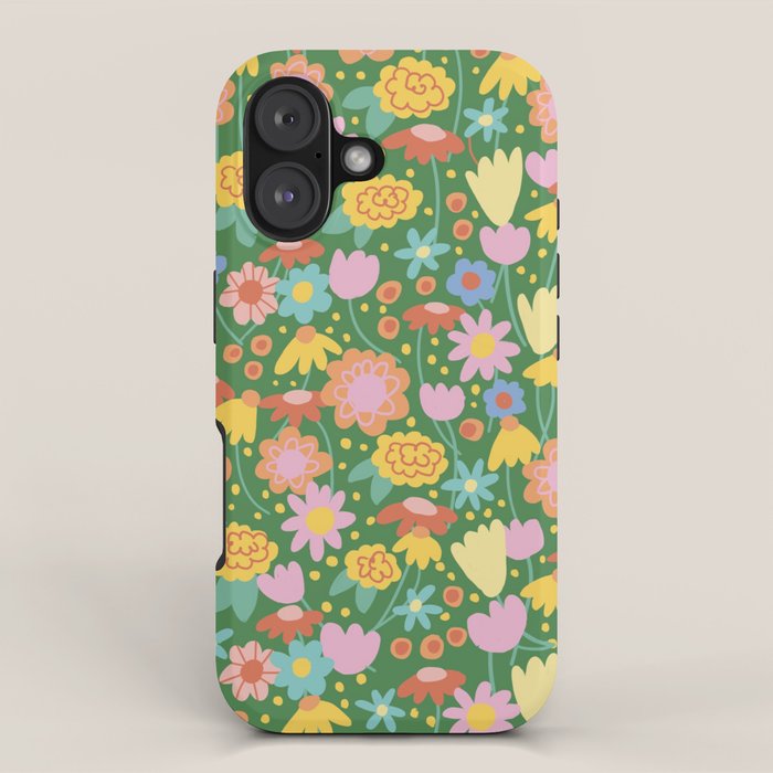 Floral pattern green iPhone Case Gallery Image 1