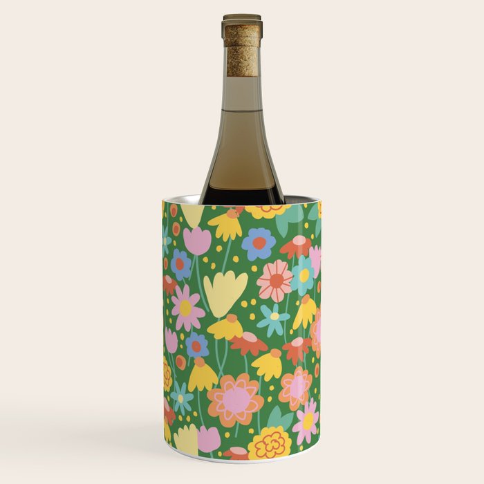 Floral pattern green Wine Chiller Gallery Image 3