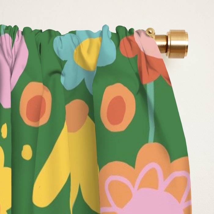 Floral pattern green Window Curtain Gallery Image 2