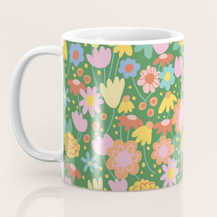 Floral pattern green Coffee Mug Gallery Image 3