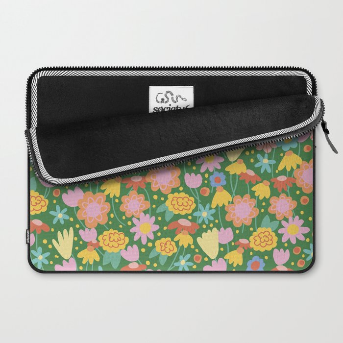 Floral pattern green Laptop Sleeve Gallery Image 2