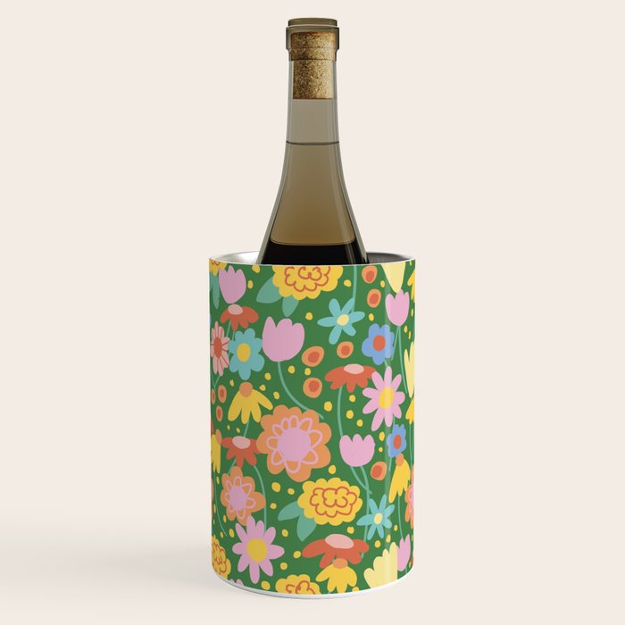 Floral pattern green Wine Chiller Gallery Image 1