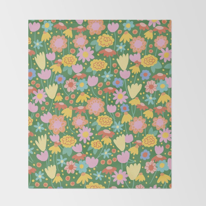 Floral pattern green Throw Blanket Gallery Image 2