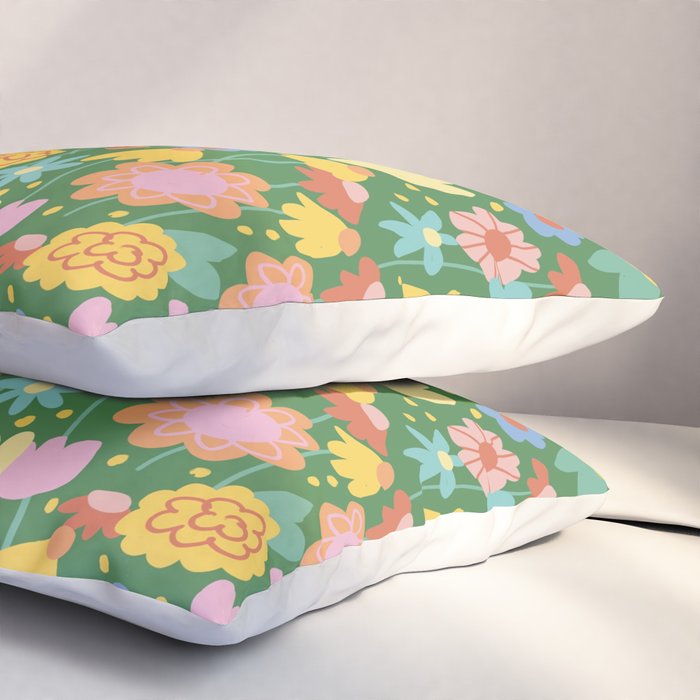Floral pattern green Pillow Sham Gallery Image 3