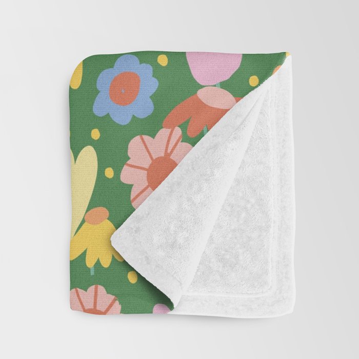 Floral pattern green Throw Blanket Gallery Image 3
