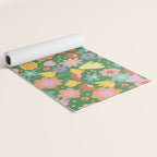 Floral pattern green Yoga Mat Gallery Image 2