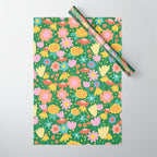 Floral pattern green Wrapping Paper Gallery Image 1