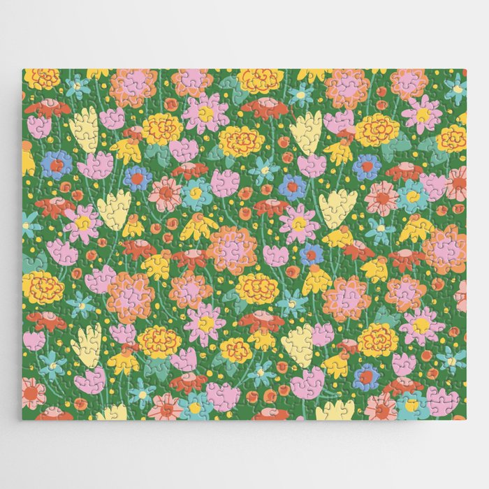 Floral pattern green Jigsaw Puzzle Gallery Image 1