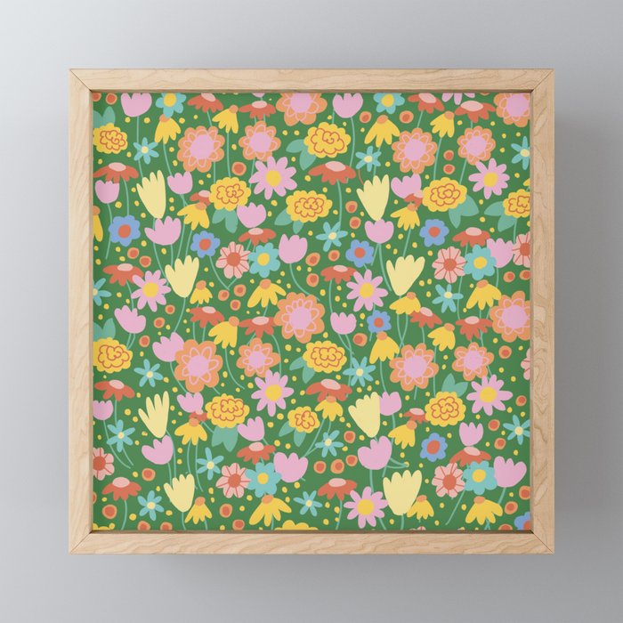 Floral pattern green Mini Art Print Gallery Image 1