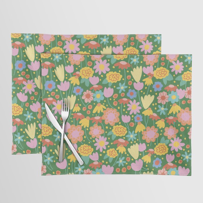 Floral pattern green Placemat Gallery Image 1