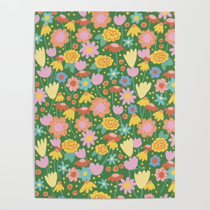 Floral pattern green Poster Gallery Image 1