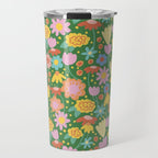 Floral pattern green Travel Mug Gallery Image 1