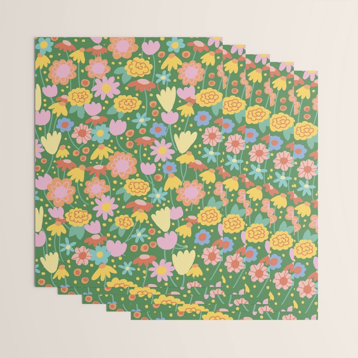 Floral pattern green Wrapping Paper Gallery Image 3