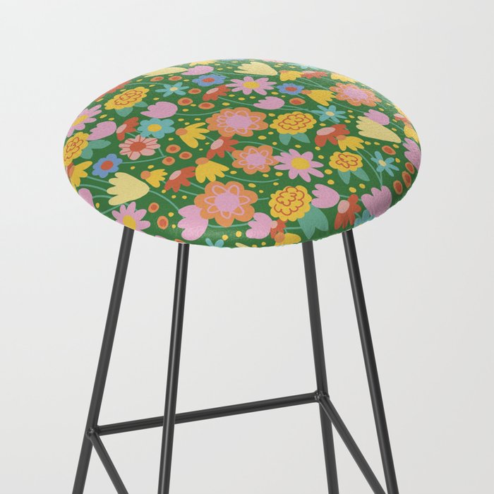 Floral pattern green Stool Gallery Image 2