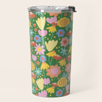 Floral pattern green Travel Mug Gallery Image 2