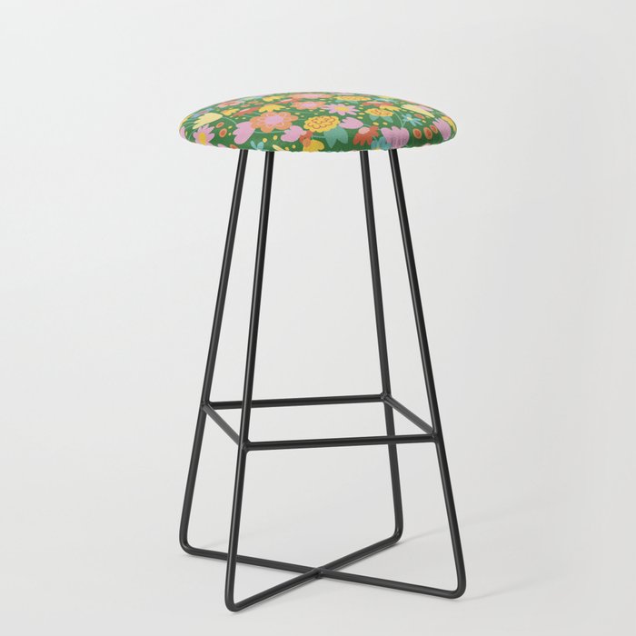 Floral pattern green Stool Gallery Image 1