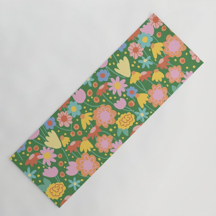 Floral pattern green Yoga Mat Gallery Image 1