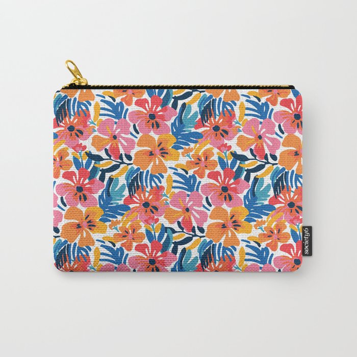 Tropical watercolor flower nature art pattern Carry All Pouch Gallery Image 1
