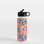 Tropical watercolor flower nature art pattern Water Bottle Gallery Image 1